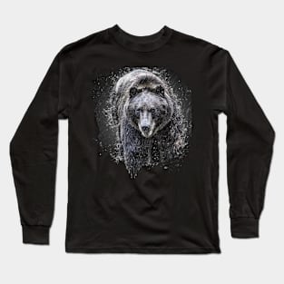 Brown Bear Grizzly Animal Wildlife Jungle Nature Forest Travel Discover Long Sleeve T-Shirt